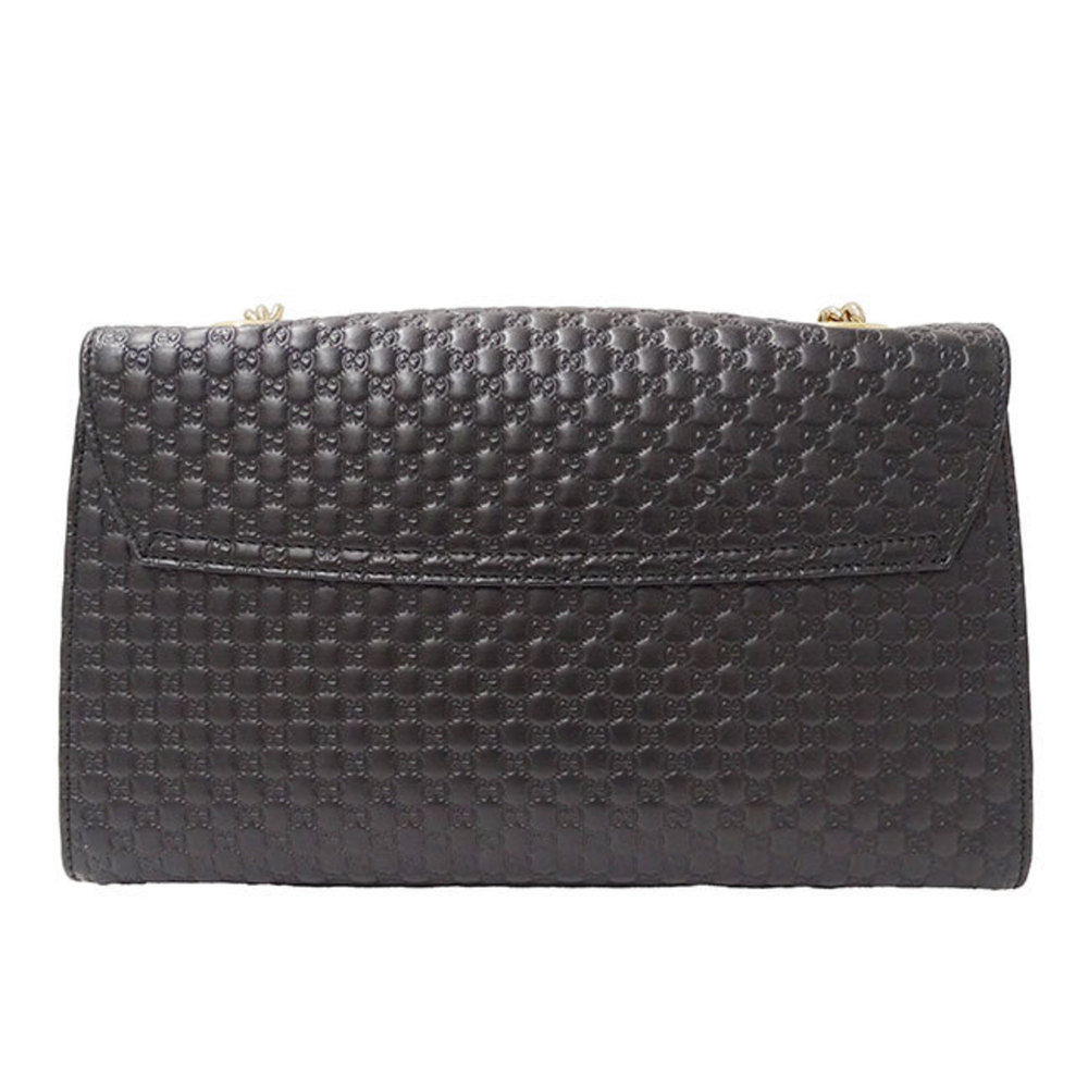 GUCCI Bag Women's Shoulder Microsima Horsebit Leather Black 449635 Chain - Picture 3 of 16